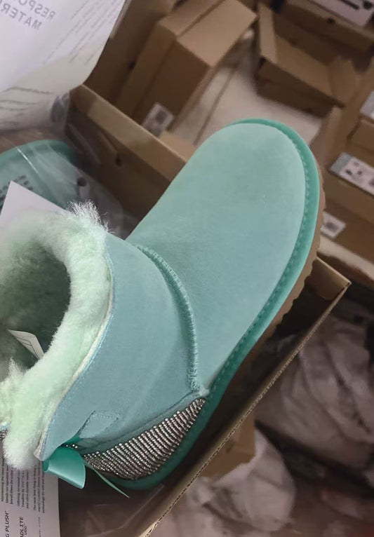 Tiffany Blue Rhinestone Boots