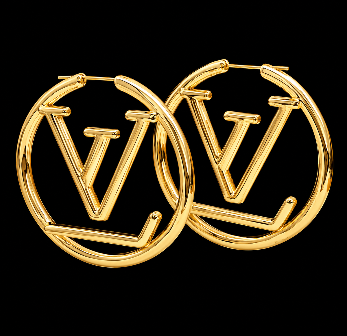 Golden Glam Monogram Hoops