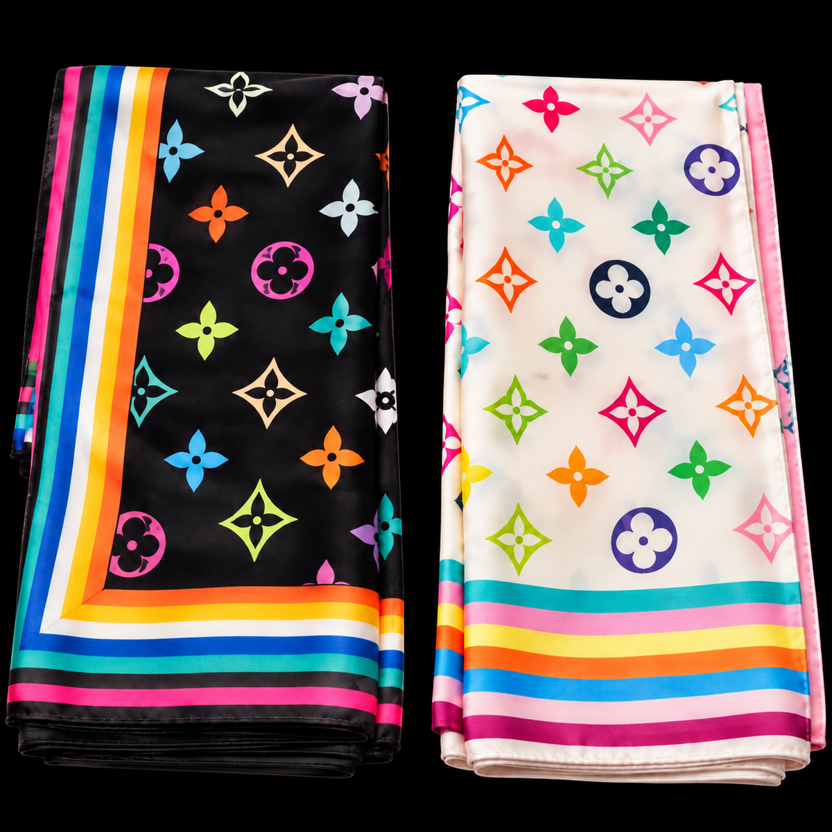 Rainbow Monogram Silk Scarf