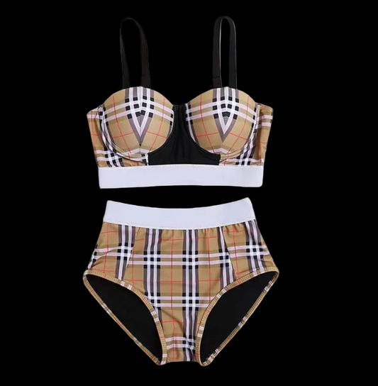 Berry High Waisted Bathing Suit